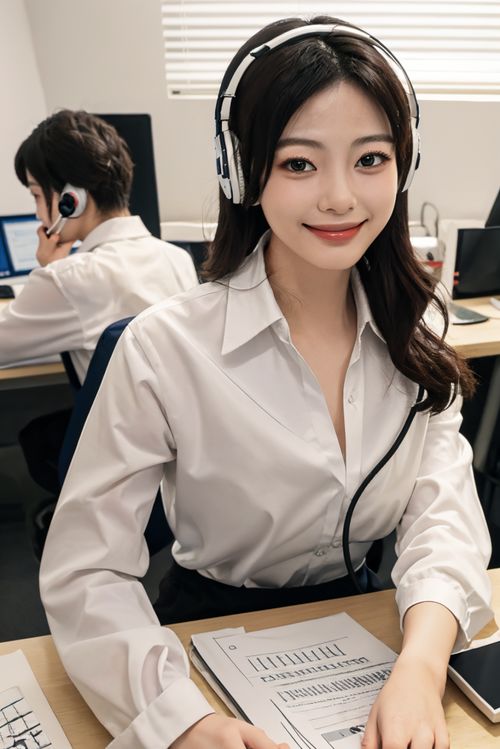 電腦女性客服人物肖像攝影圖 攝影圖 下載至來源處